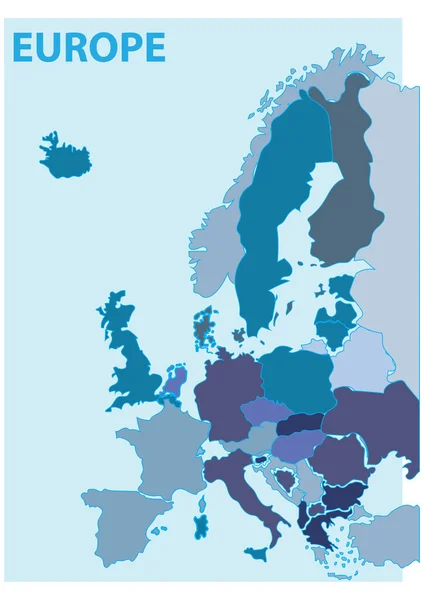 Europa Mappa Illustrazione Vettoriale Stilizzata — Vettoriale Stock