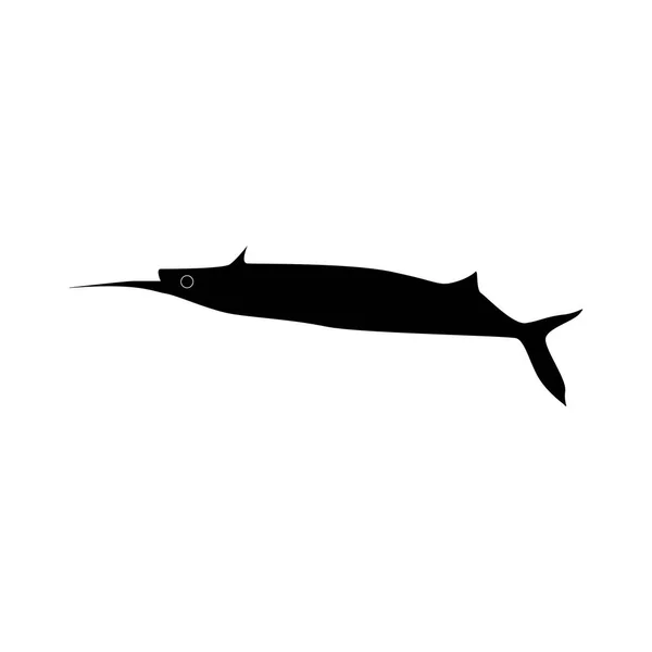 Vector Image Black Silhouette Shark White Background — Stock Vector