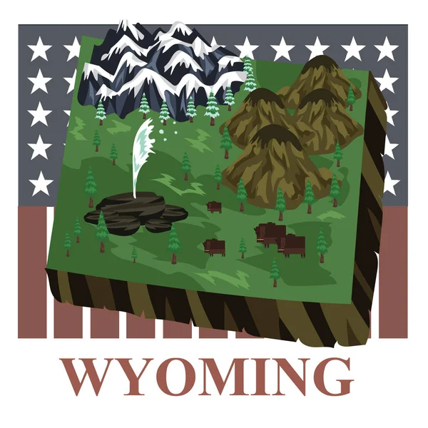 Wyoming Mapa Del Estado Ilustración Vectorial — Archivo Imágenes Vectoriales