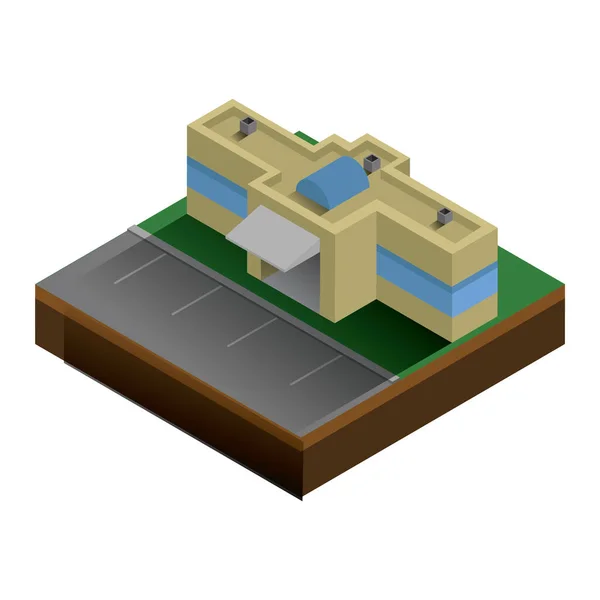 Vista Isométrica Ciudad Con Una Pequeña Casa — Vector de stock