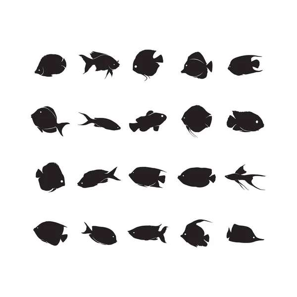 Set Fish Silhouettes Illustration — Stock Vector