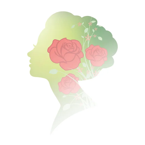 Vector Illustration Woman Flowers — Stock Vector