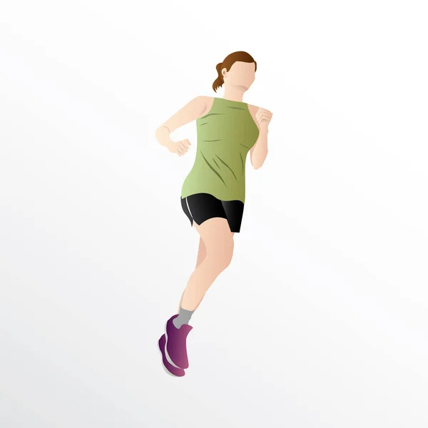 Τρέξιμο Γυναίκα Στον Αθλητισμό Φορούν Λευκό Φόντο — Διανυσματικό Αρχείο