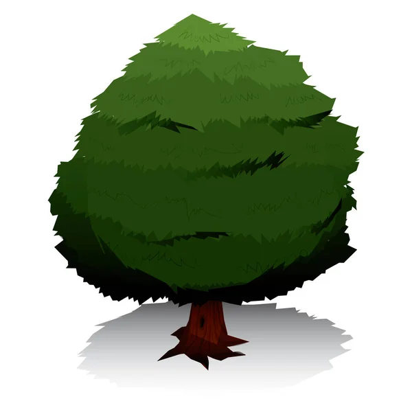 Yeşil Yapraklı Bir Ağacın Çizimi — Stok Vektör