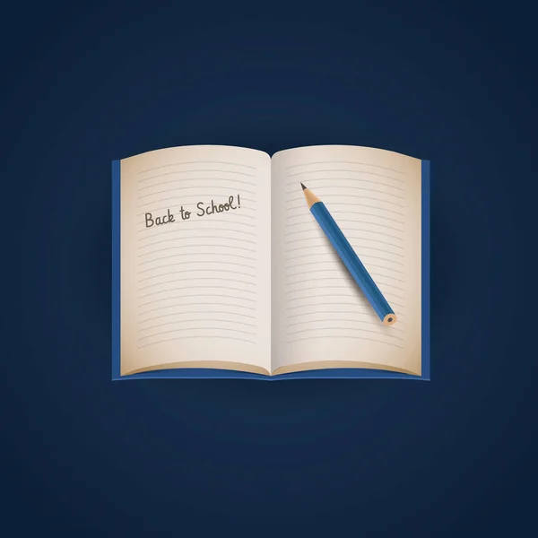 空白のページを持つ開いたノートブックのベクトル図 — ストックベクタ