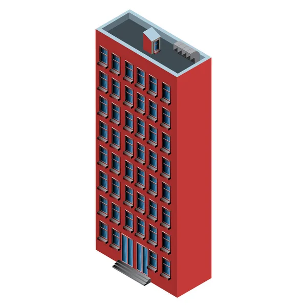 Edificio Moderno Con Techo Rojo — Vector de stock