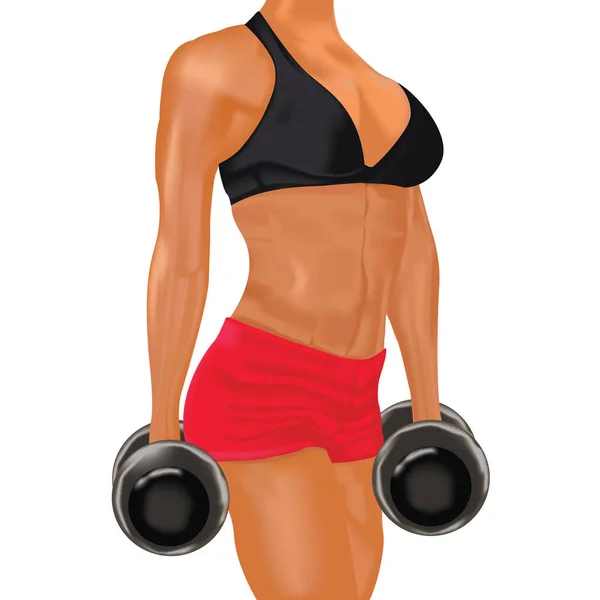 Woman Holding Dumbbells Flat Icon Vector Illustration — Stock Vector