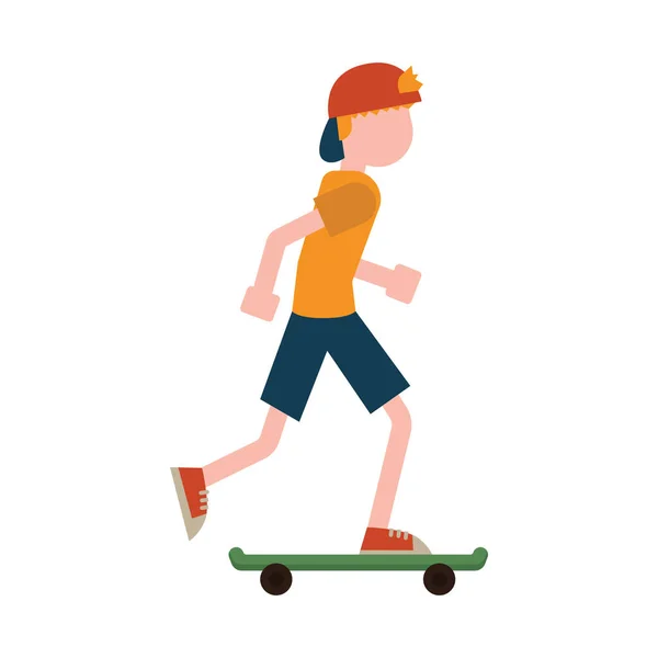 Niño Skateboard Icono Plano Vector Ilustración — Vector de stock