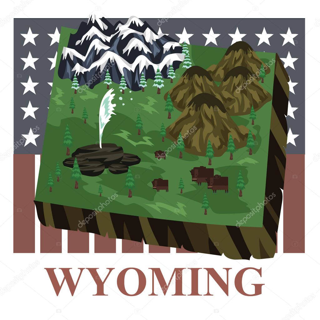 Wyoming state map, vector illustration