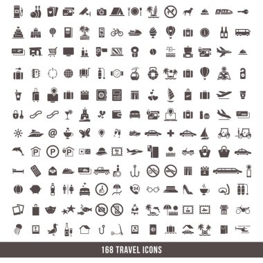 seyahat simgesi seti, biçimlendirilmiş vektör çizimi