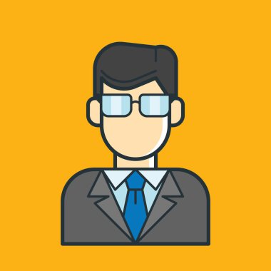 İş adamı düz simgesi, vektör illüstrasyonu