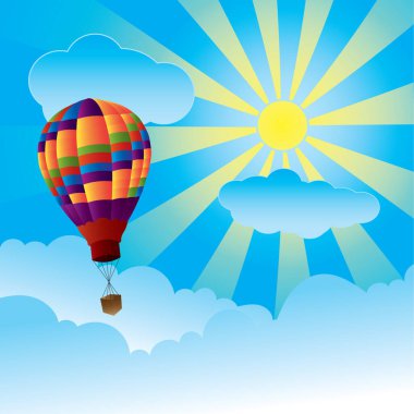 Sıcak hava balonu, renkli vektör çizimi