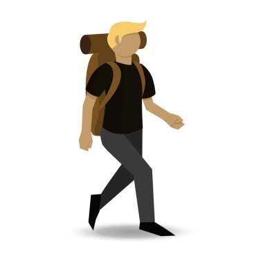 Beyaz arka planda çantası olan bir adam.