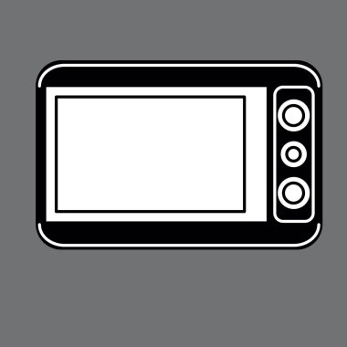 Mikrodalga fırın düz simgesi, vektör illüstrasyonu