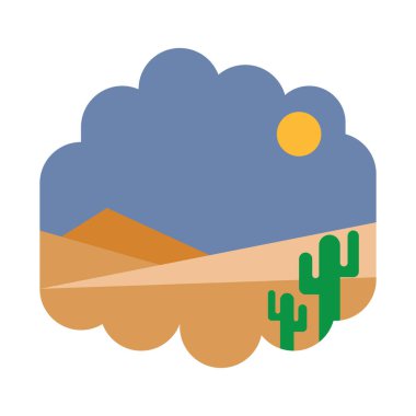 Çöl manzarası düz simgesi, vektör illüstrasyonu