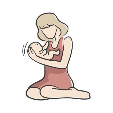 Çocuklu bir kadının vektör çizimi 