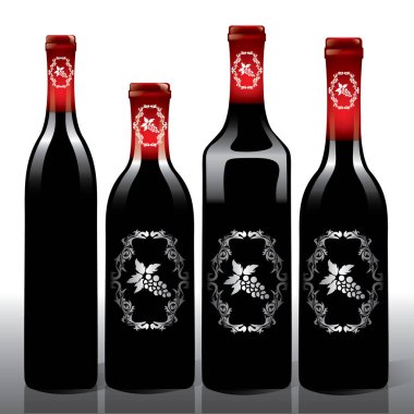 Bir şişe şarabın vektör çizimi