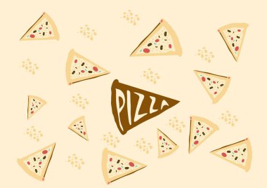 Elle çizilmiş pizzalı kusursuz vektör deseni