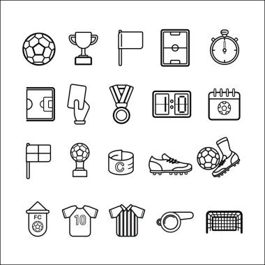 futbol simgeleri, renkli vektör resimlemesi