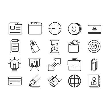 İş ve finans vektör çizgisi simgeleri.