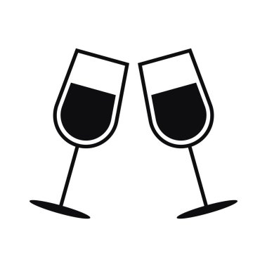 Şampanya gözlüğü ikon vektör illüstrasyonu