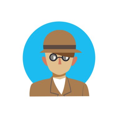 Dedektif düz simge, vektör illüstrasyonu