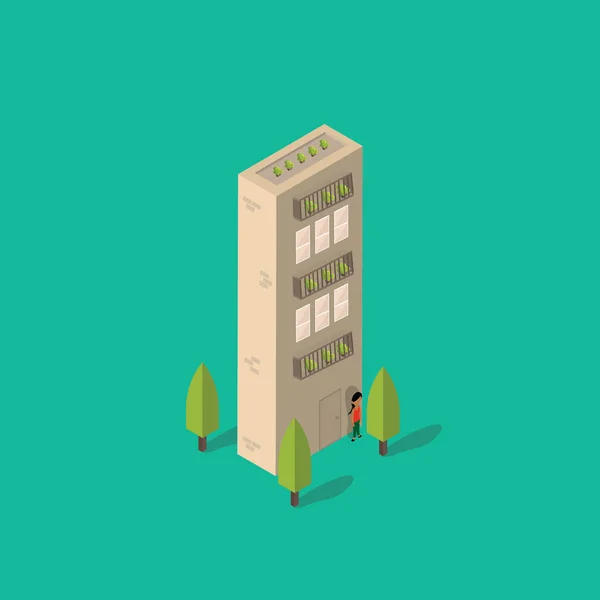 Illustration Vectorielle Une Maison Avec Herbe Verte — Image vectorielle