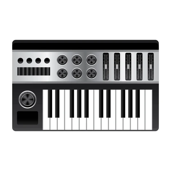 Vector Illustration Black Synth Keyboard — Stock Vector