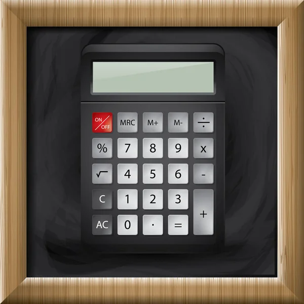 Vector Illustration Calculator Wooden Background — Stock Vector