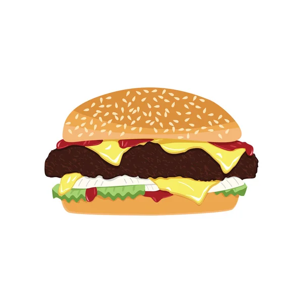 One Burger Vector Illustration — Stock Vector