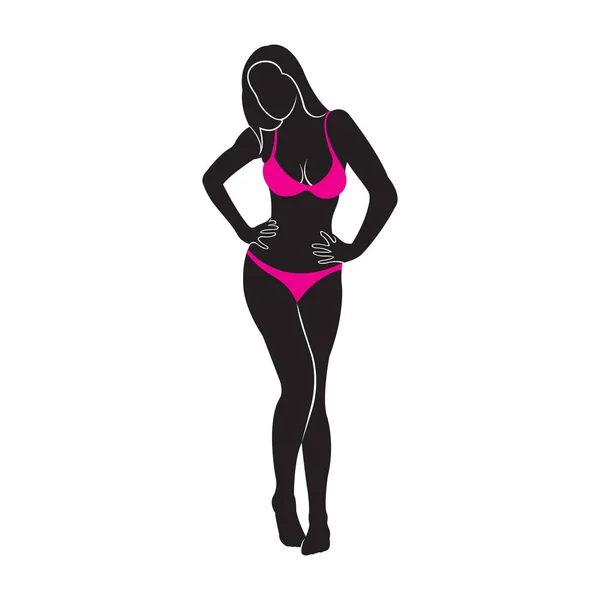 Vrouw Bikini Design Vector Illustratie — Stockvector