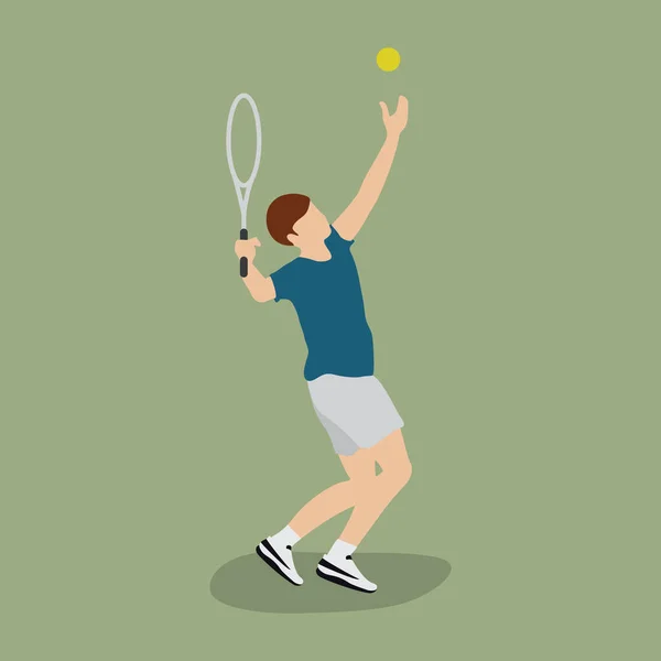 Jugador Tenis Con Pelota Sobre Fondo Verde — Vector de stock