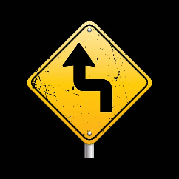 Road Sign Yellow Black — Stock Vector