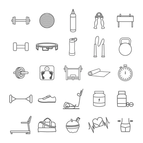 Fitness Gezonde Levensstijl Pictogrammen Set Vector Illustratie — Stockvector