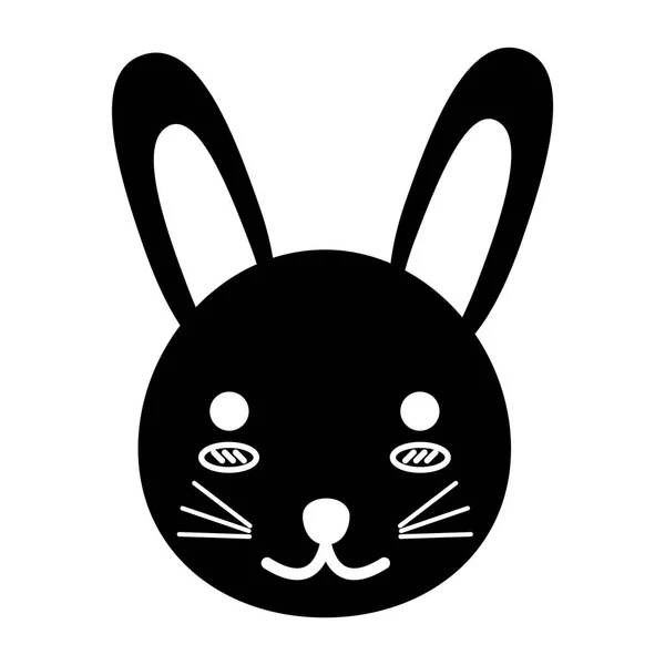Carino Coniglio Stile Bianco Nero Con Fiocco Sulla Testa Illustrazione — Vettoriale Stock