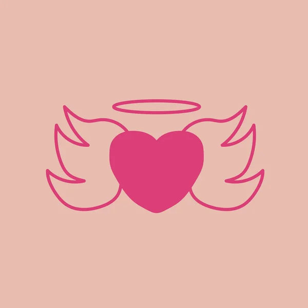 Corazón Forma Ángel Icono Plano Vector Ilustración — Archivo Imágenes Vectoriales