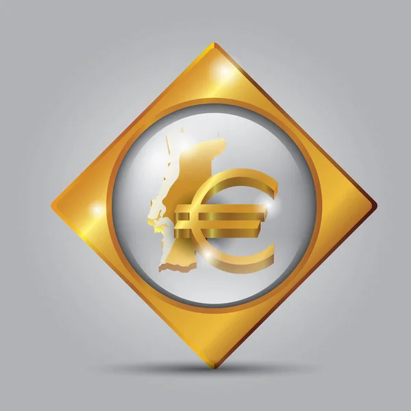 Euro Sign Golden Coins — Stock Vector