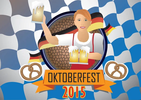 Oktoberfest 2015 Icono Plano Vector Ilustración — Vector de stock