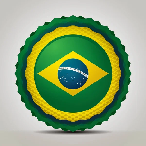 Brasilianische Flagge Auf Grünem Hintergrund — Stockvektor