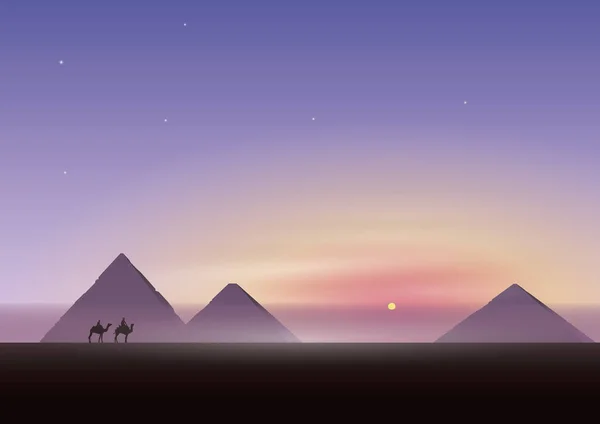 Pyramiden Mit Kamelen Flaches Symbol Vektorillustration — Stockvektor