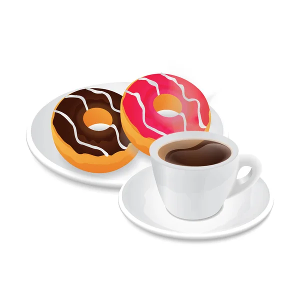 Donuts Café Icône Plate Illustration Vectorielle — Image vectorielle