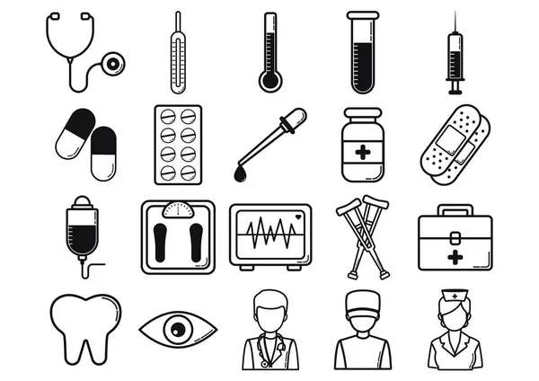 Set Icone Mediche Illustrazione Vettoriale — Vettoriale Stock
