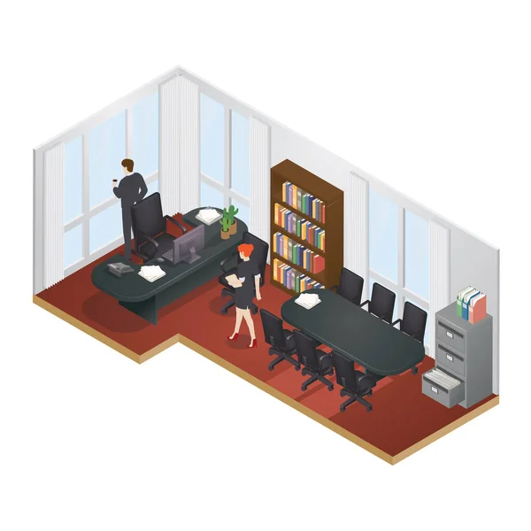 Interior Isométrico Uma Sala Estar Com Mobiliário Acessórios —  Vetores de Stock