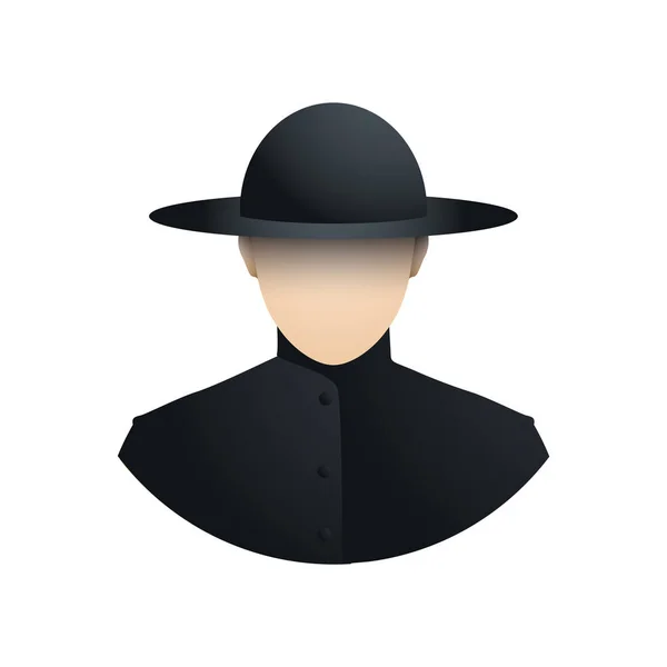 Homme Chapeau Icône Dans Style Noir Isolé Sur Fond Blanc — Image vectorielle