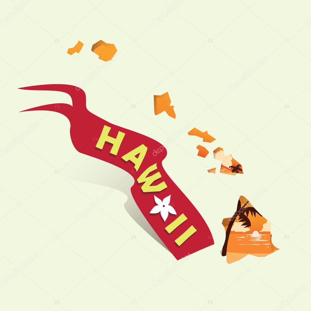 Hawaii map flat icon, vector illustration