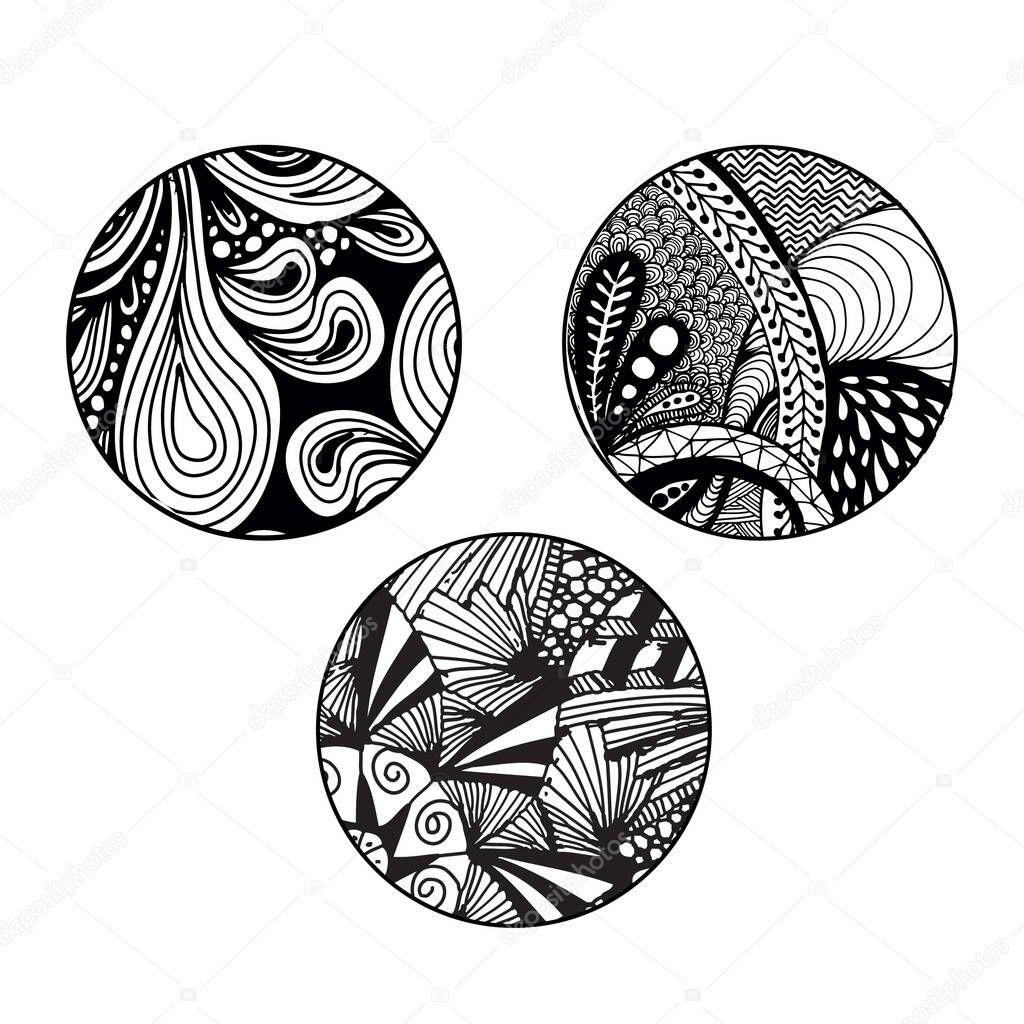 Set of intricate pattern designs stylized vector illustration