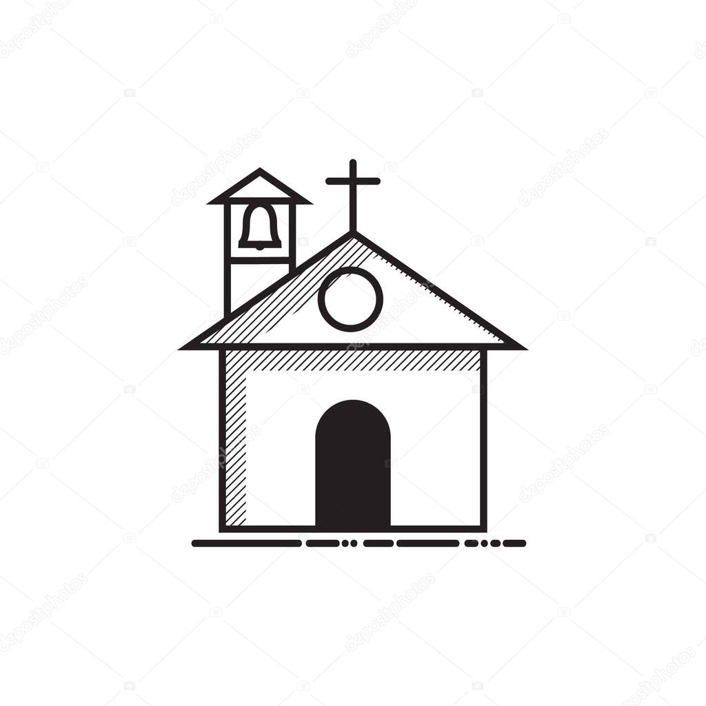 A church flat icon, vector illustration