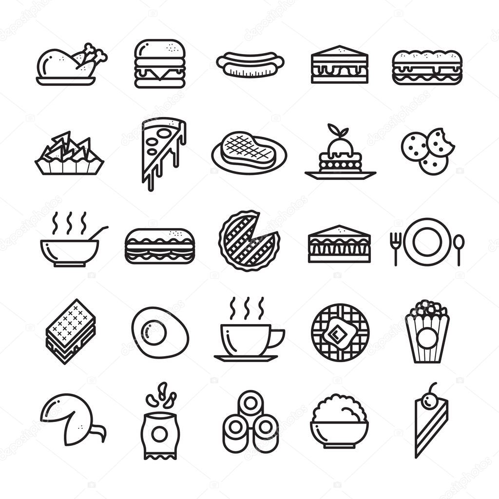 Collection of food icons flat icon, vector illustration 