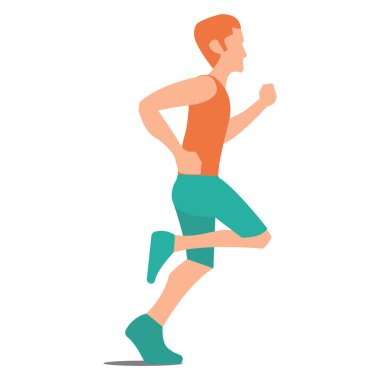 Spor giyimli, elleri kalçasında koşan bir adam. vektör illüstrasyonu