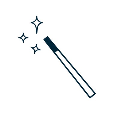 Sihirli değnek simgesi siyah arka planda izole edilmiş. Sirk sembolü vektör illüstrasyonu.